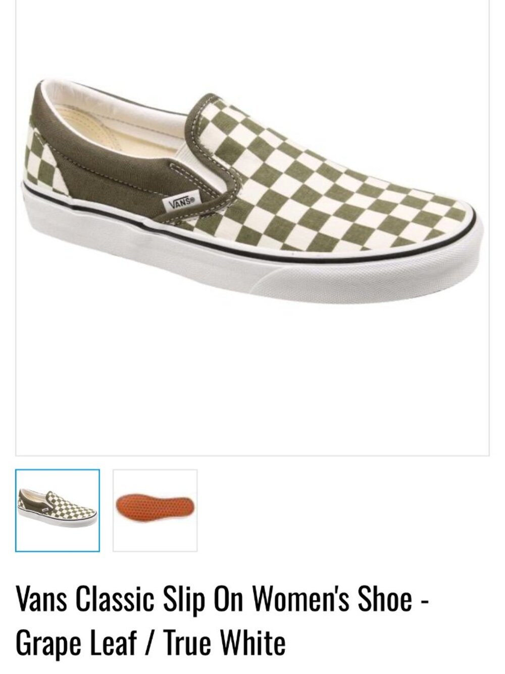 VANS Checkerboard Classic Slip-On Shoe - Grape Leaf Womens Size 8